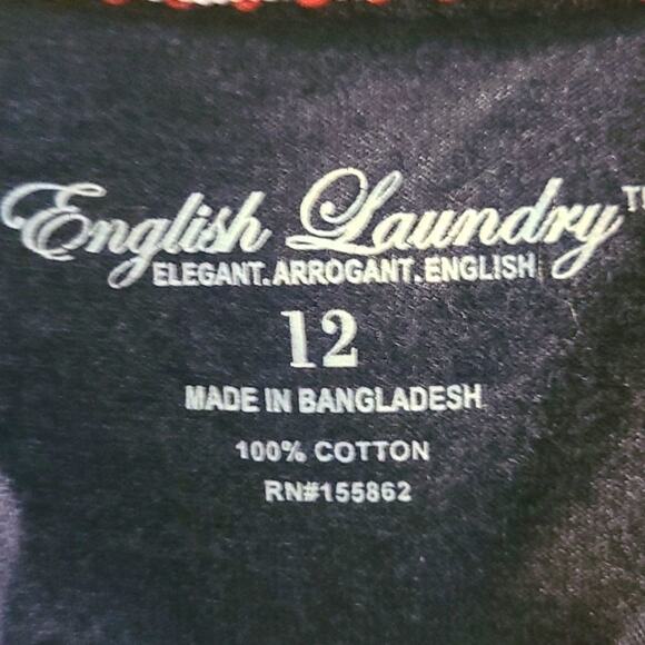 Excellent Condition English Laundry Boys Navy Peach Long Sleeve Shirt Size 12 - Picture 4 of 6